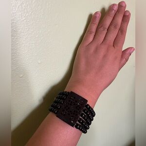 Brown bead stretch bracelet